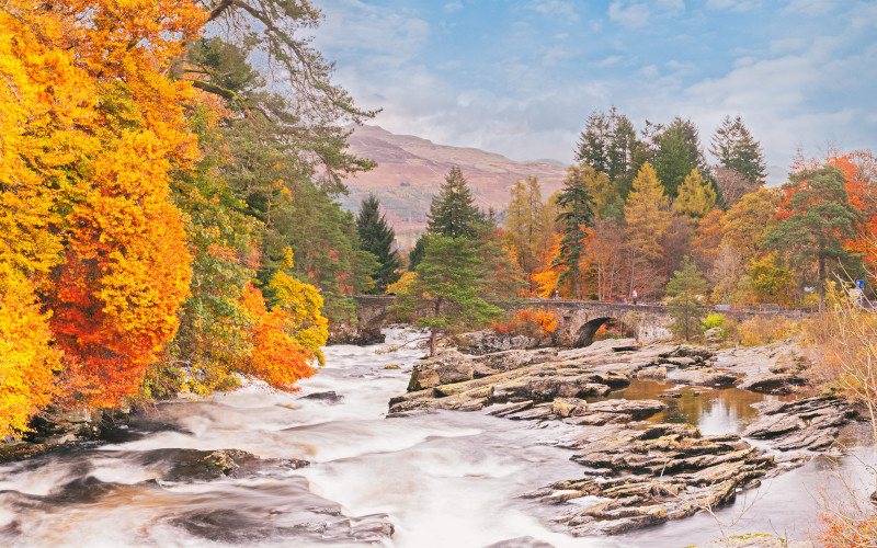 dochart falls in killin loch tay in perthshire